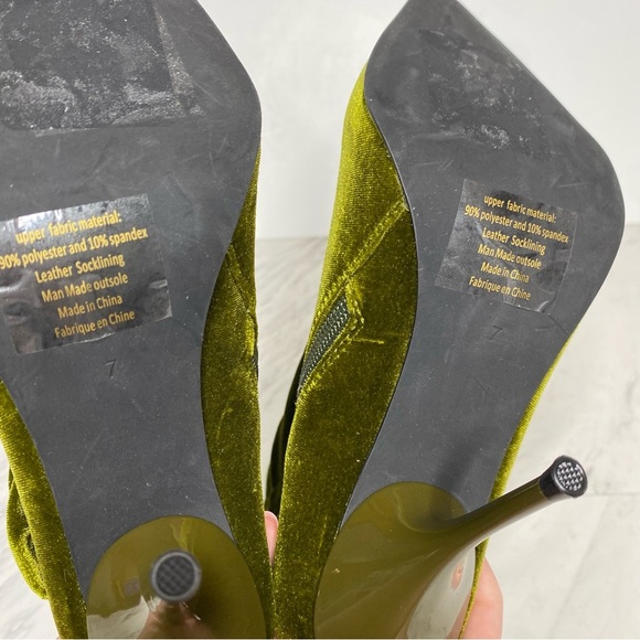 New! Jeffrey Campbell Florette Green Crushed Velvet Pointy Toe Heel Bootie 7 - Picture 11 of 14